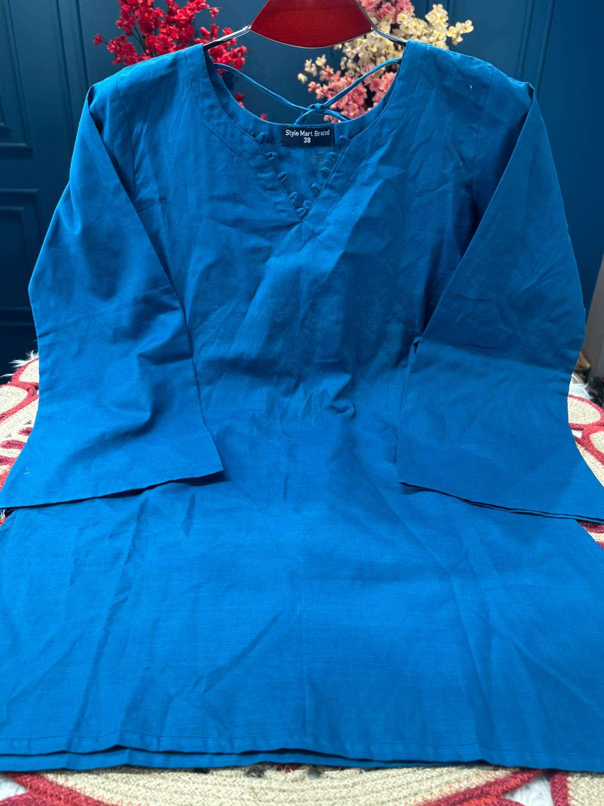 Short Pattern Blue Stunning Cotton Kurti - 450