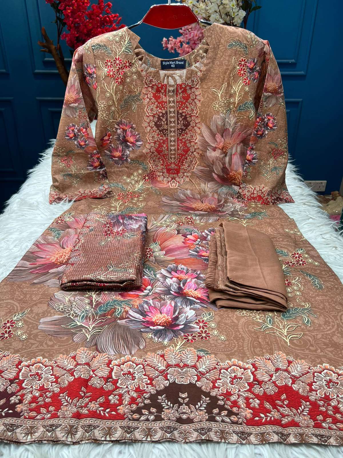 Phulmoti Step Cotton Ready Brown Set - 1150
