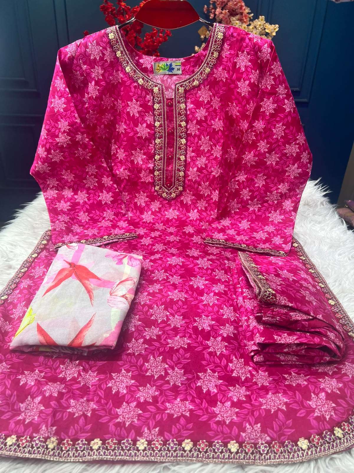 Farshi Cut Hot Pink Dress - 1100