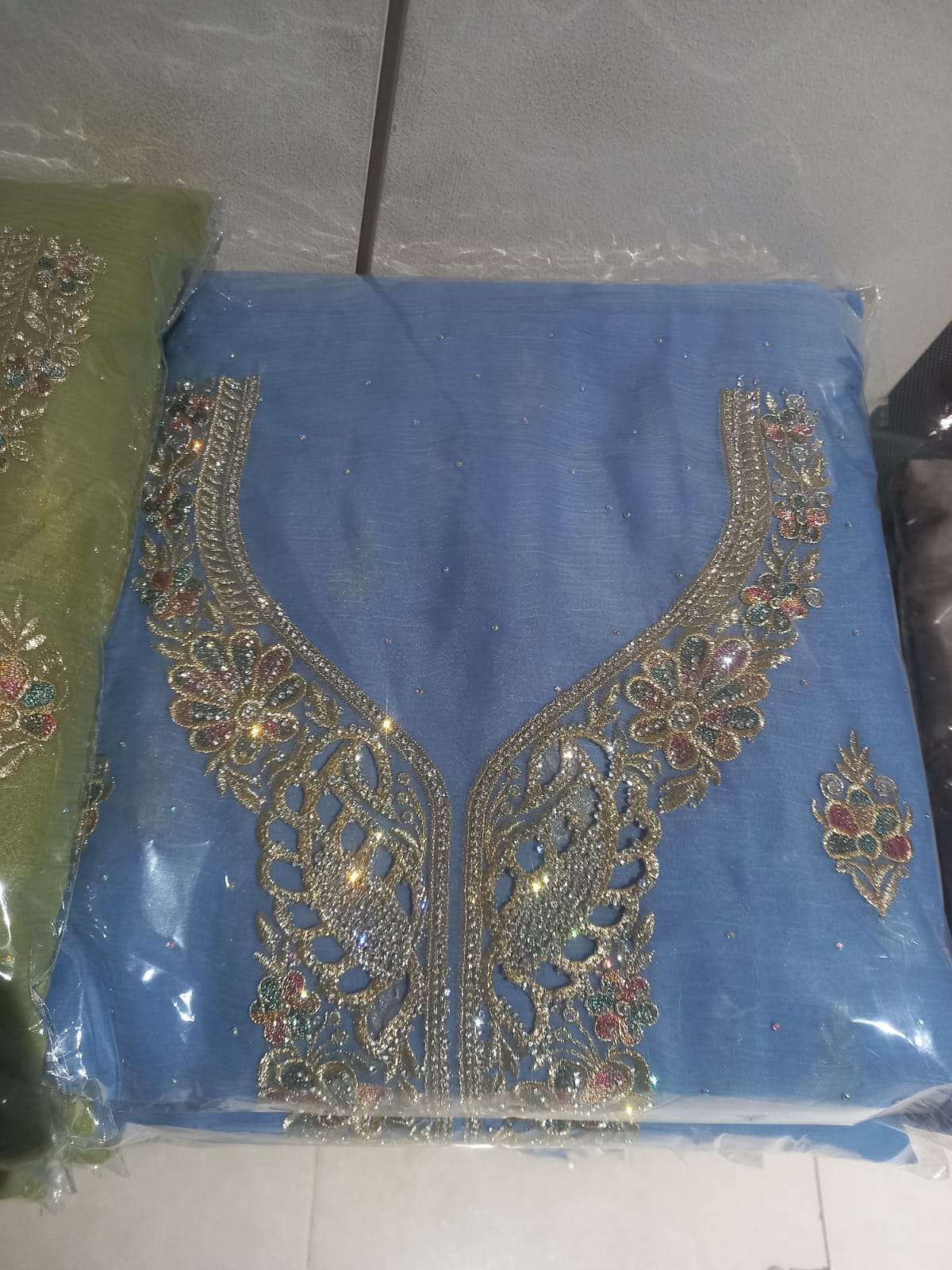 Exclusive Pakistani Inspired Kanchi Pure Unstitched Party Collection - 2500 Sky blue Colour