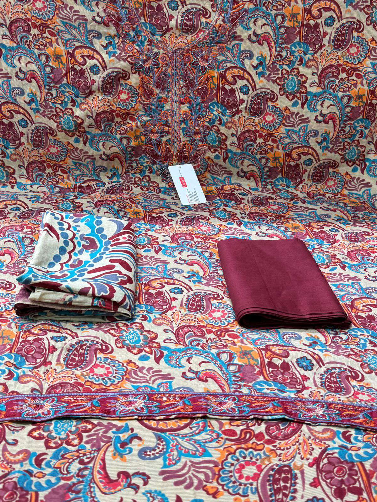 Ganga Maroon Unstitched Wear - 950