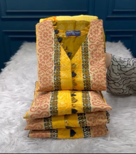 Premium Quality ARONG Unstitched Cotton Collection - 1200 Yellow