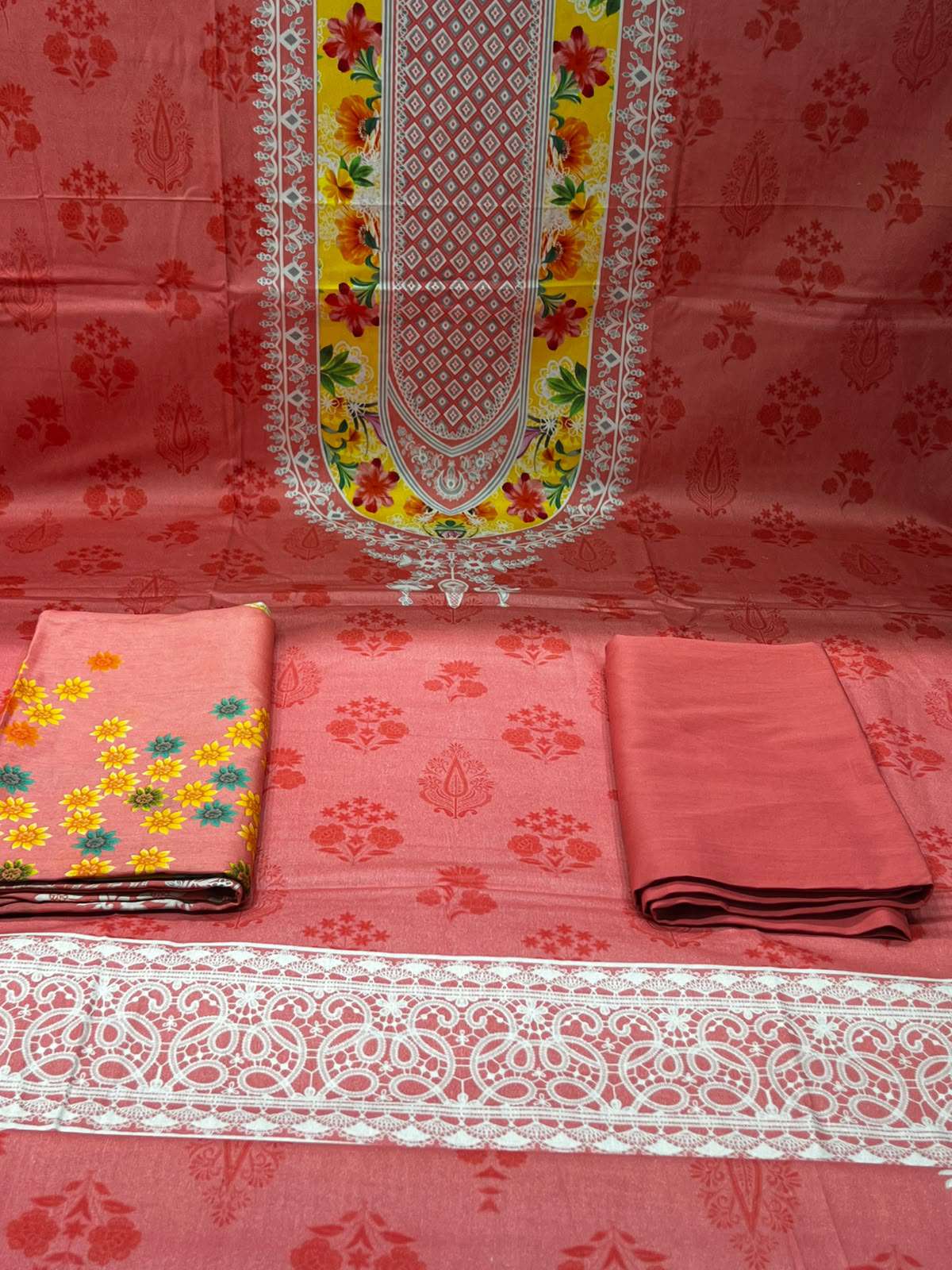 Pink Yellow Luxury Lawn Set - 850