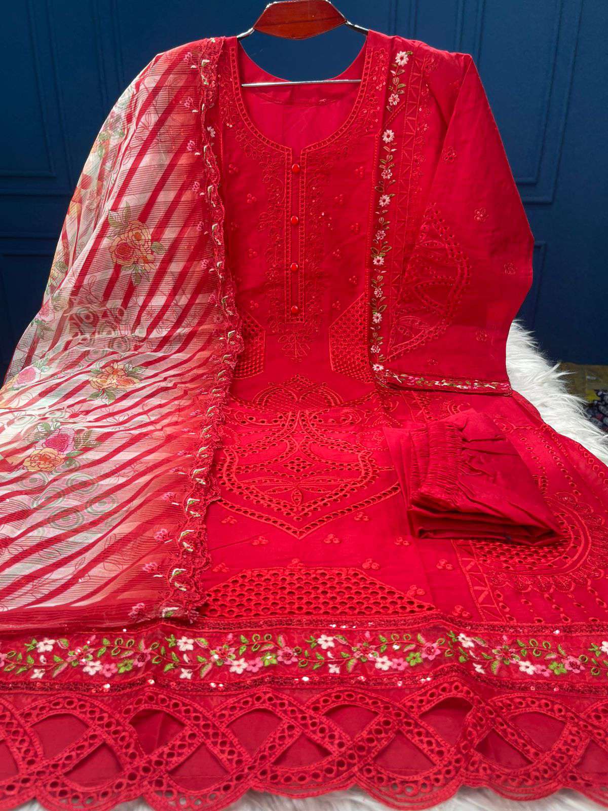 Premium Quality Pakistani Inspired Stitched Collection - 2250 Red Colour