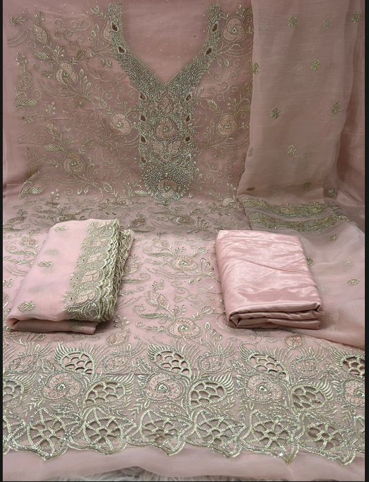 Exclusive Pakistani Inspired Kanchi Pure Unstitched Party Collection - 2500 Baby Pink .1