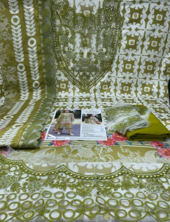 Premium Quality Charizma Catalogue Unstitched Collection - 1650 Olive