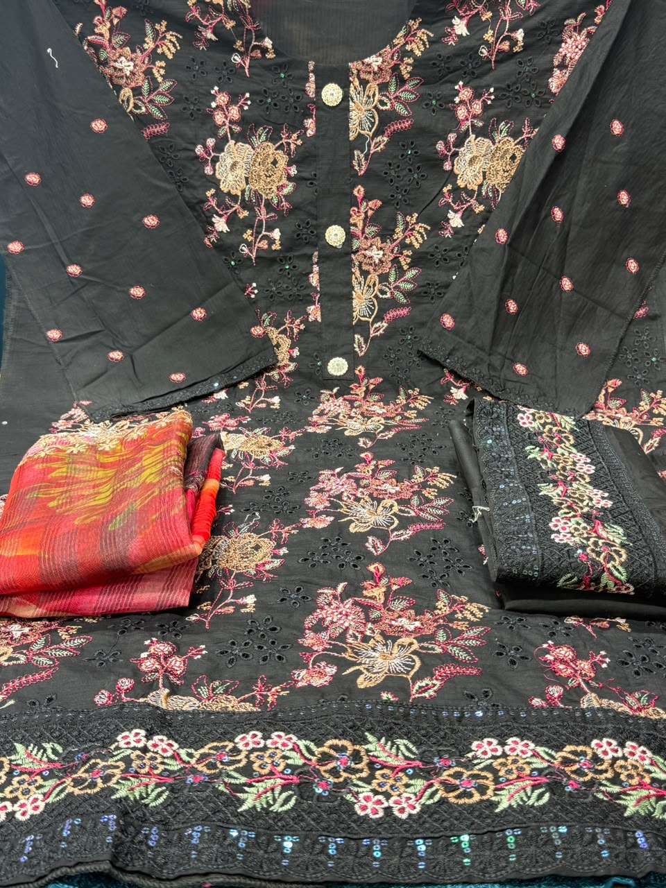 Elegant Black Embroidered Suit - 1450