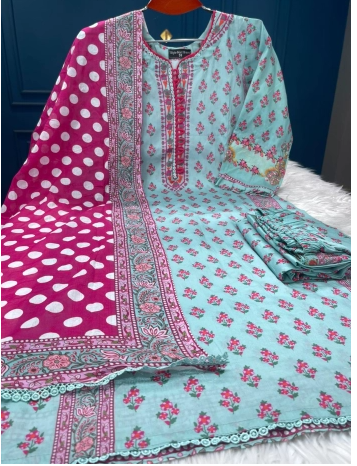 New Arraivals Cotton Printed Stitched JoyPuri Collection - 1150 Sky
