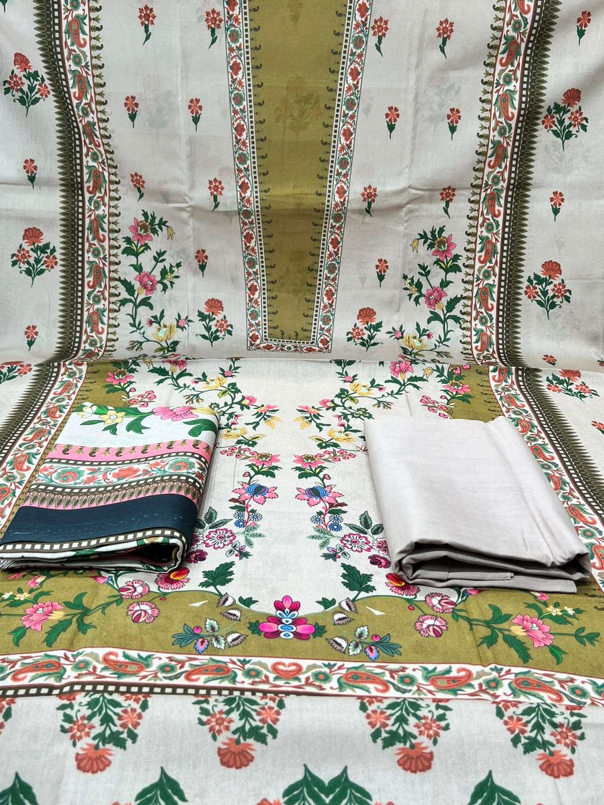 Crimson Beige Unstitched Luxury Lawn - 950