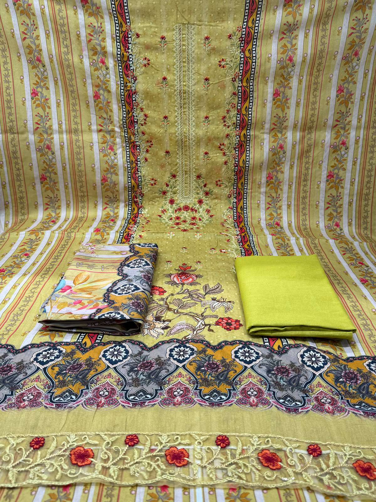 Vivid Mustard Embroidered Lawn Suit - 999