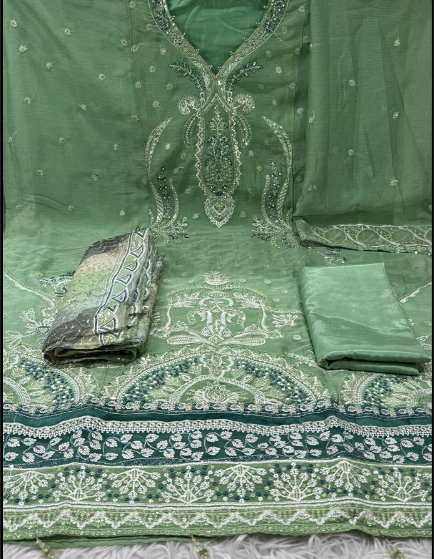lUXURY CHIFFON MINT PARTY WEAR - 1150