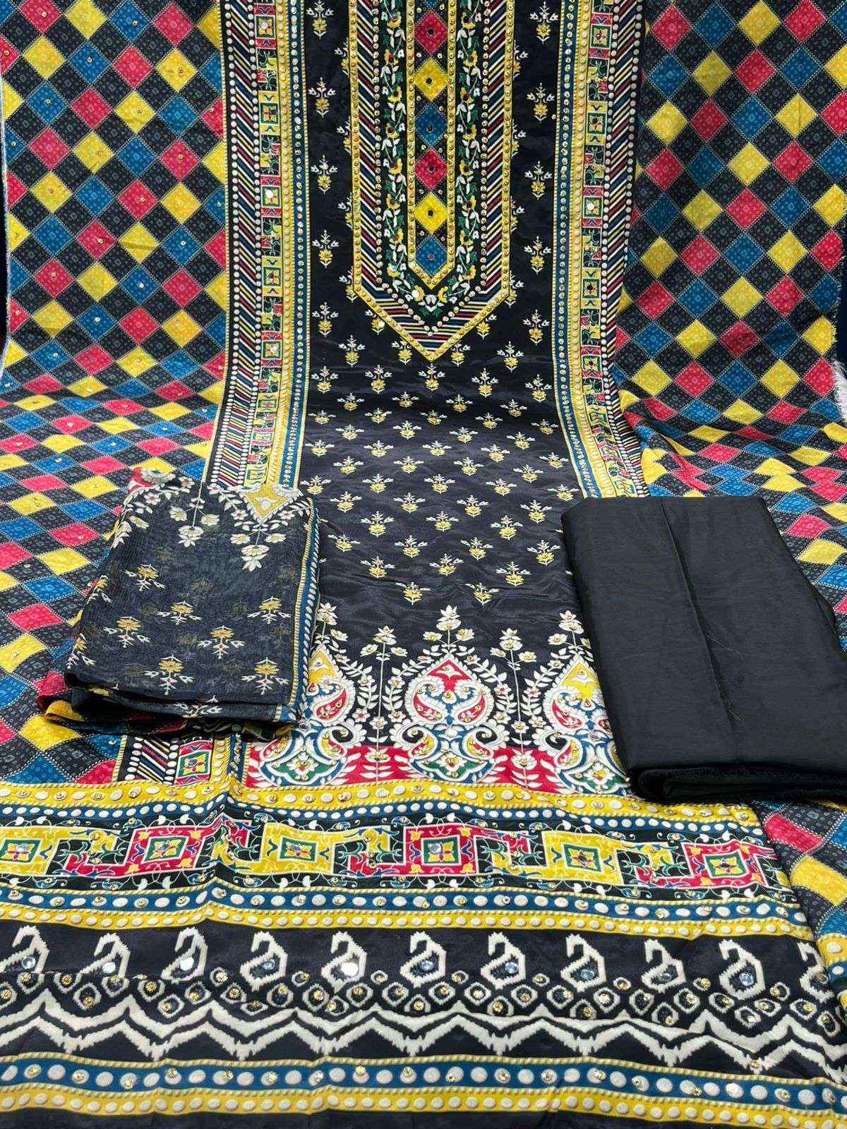 Lahori Silk Black Party Ware - 1200 .19