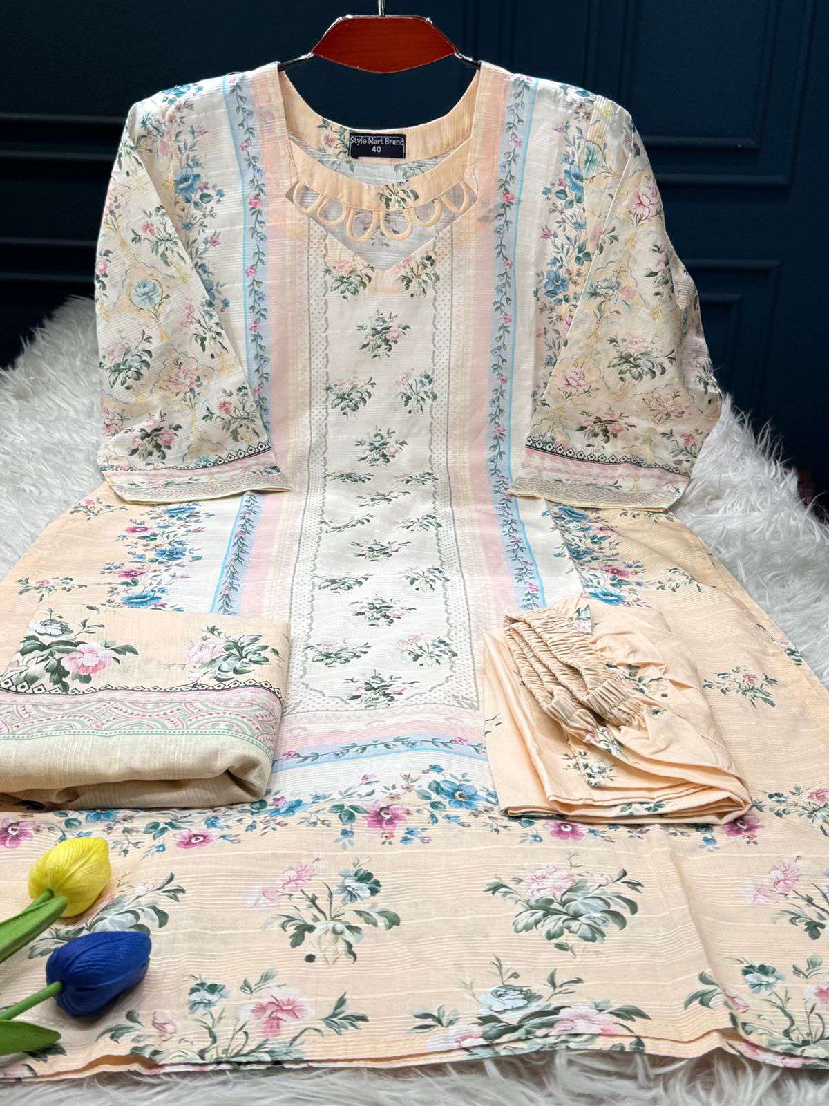 stitched Salwar kamiz - 1350 Cream