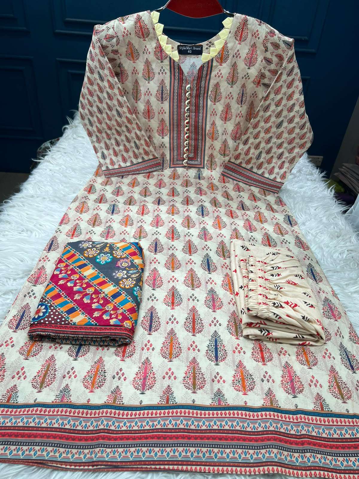 Vintage Style Stitched Slub Cotton Orange - 1250