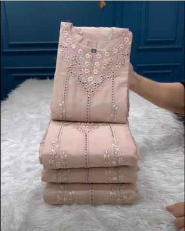 Premium Quality Pakistani Inspired Stitched Cotton Collection - Biscuits 2200