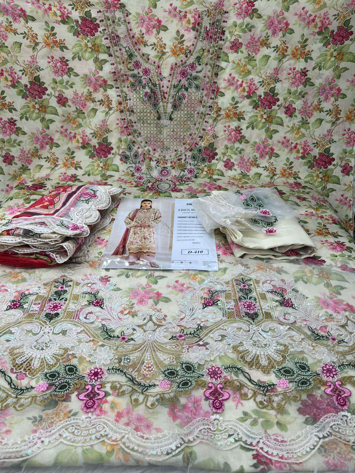 Premium Quality Pakistani Catalogue Printed Unstitched Cotton Collection - Cream 2550