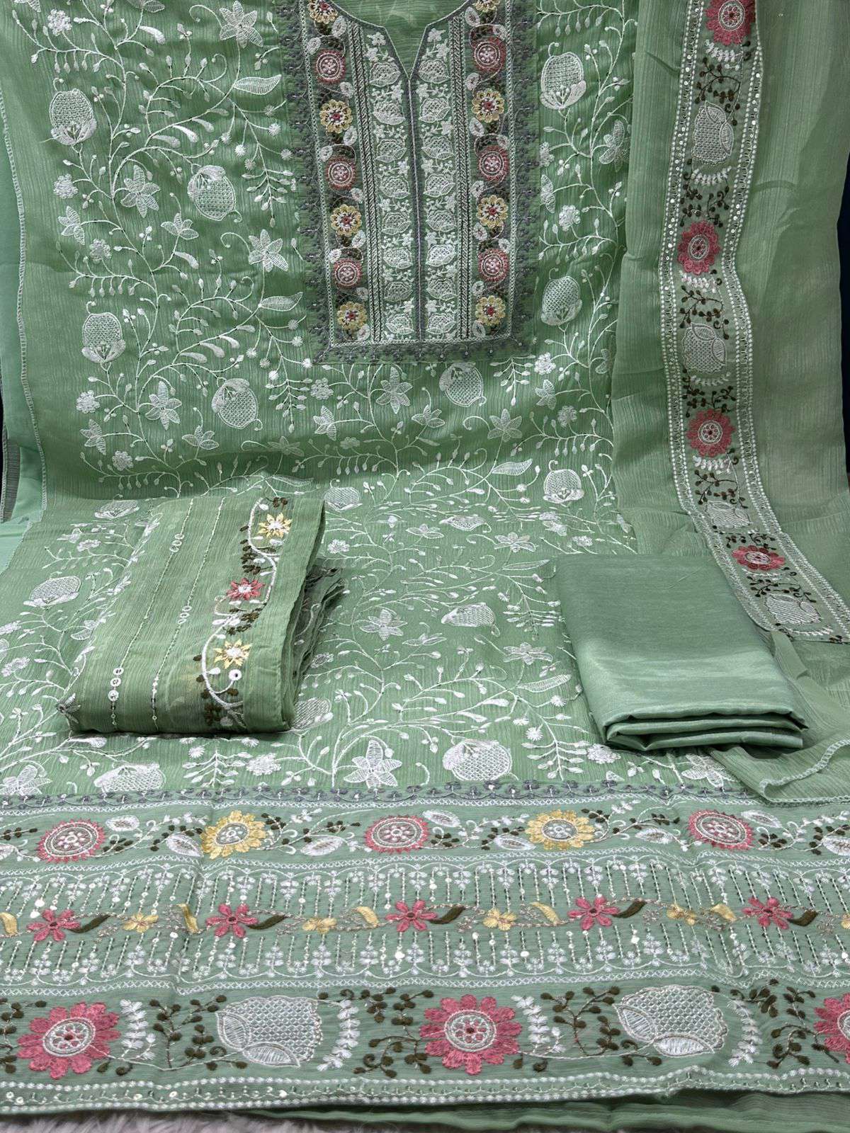 LEMON Luxury Chiffon Unstitched Salwar kamiz - 1100