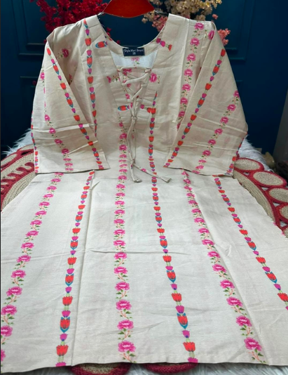 Long Pattern Stunning Shirt Collar Kurti - 550