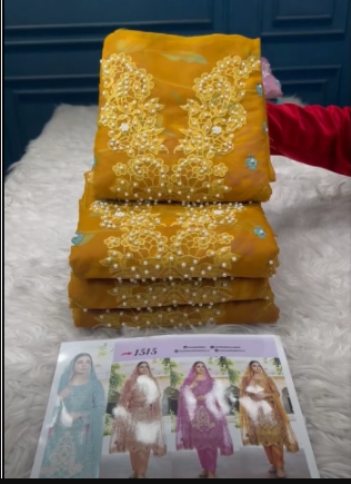 New Arraivals Inner Printed Pure Organza Stitched Collection - 2100 Mustard