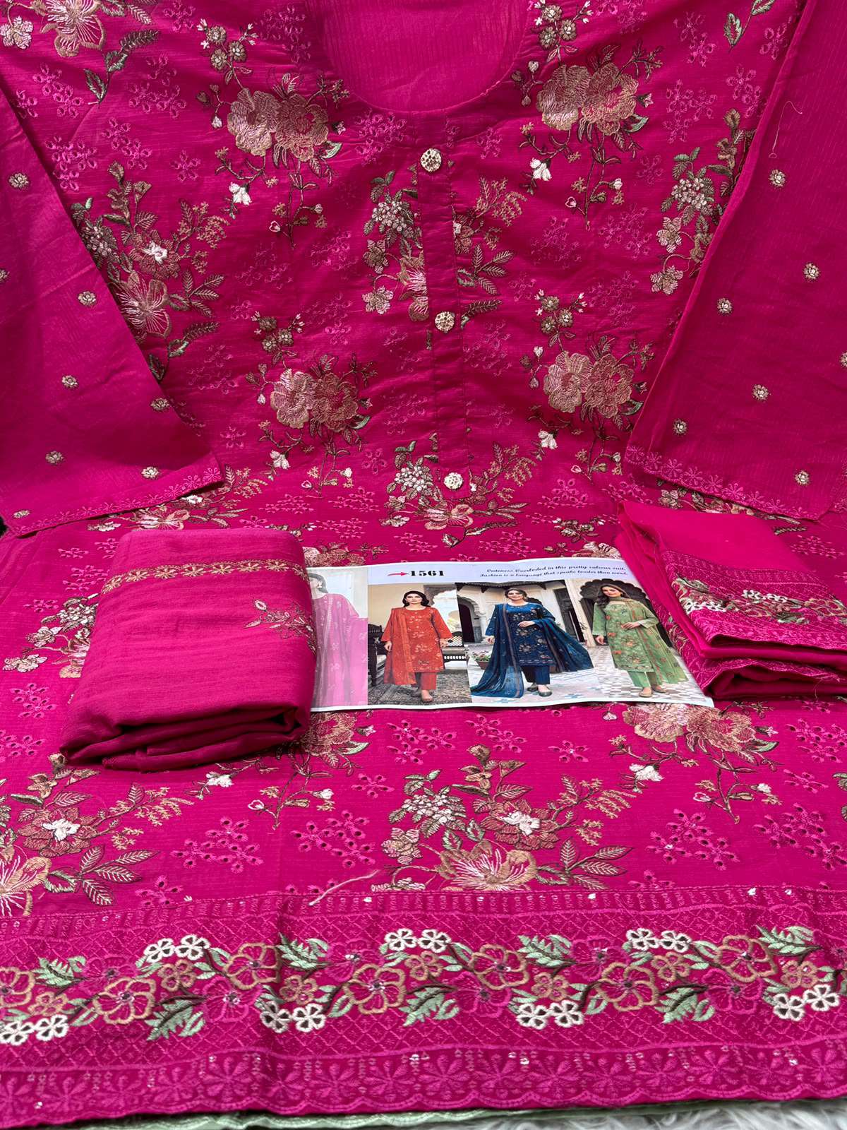 Elegant Magenta Embroidered Suit - 1450