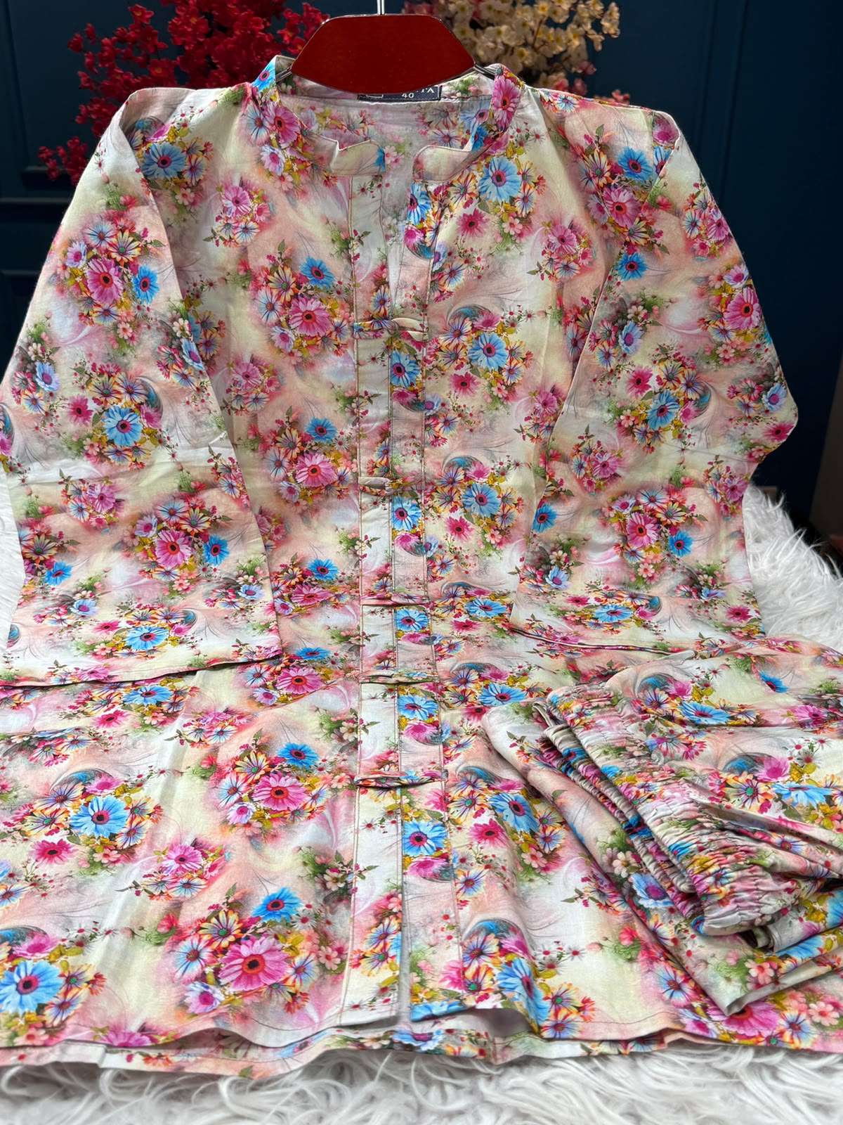 Long Two Piece Creamy Stunning Kurti - 850