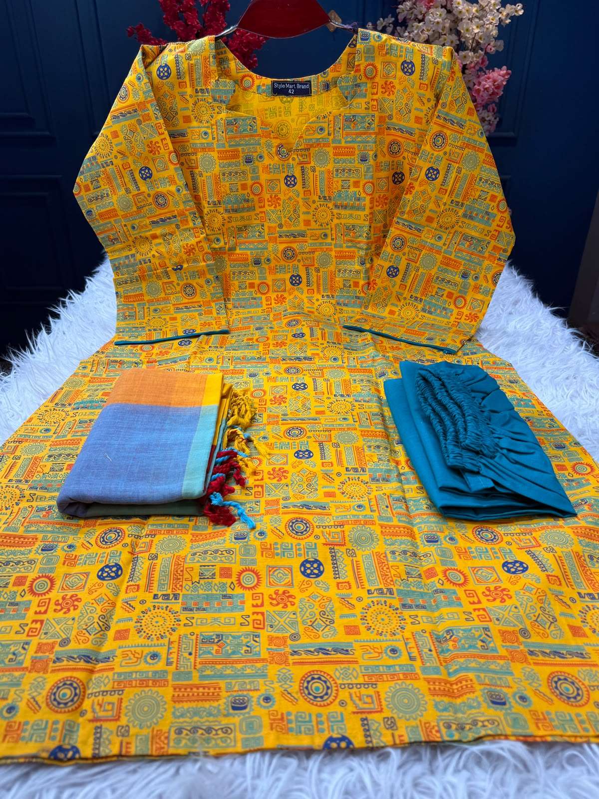 Slub Cotton Textured Yellow Stitched - 950
