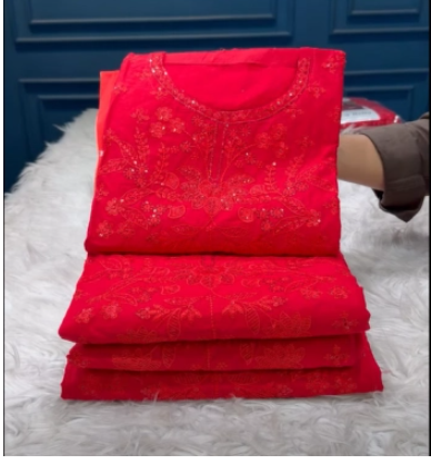 EID Exclusive Tawakkal LA BELLA Catalouge Inspired Unstitched Collection - red 1950