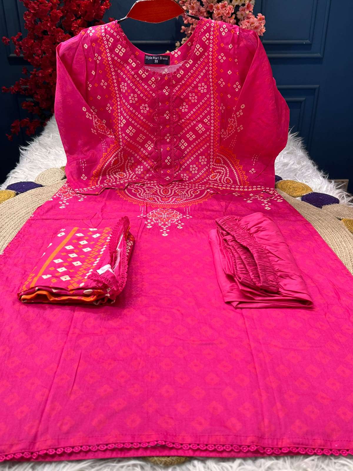 Premium Quality Zamzam CHUNRI Printed Stitched Collection - 999 Magenta