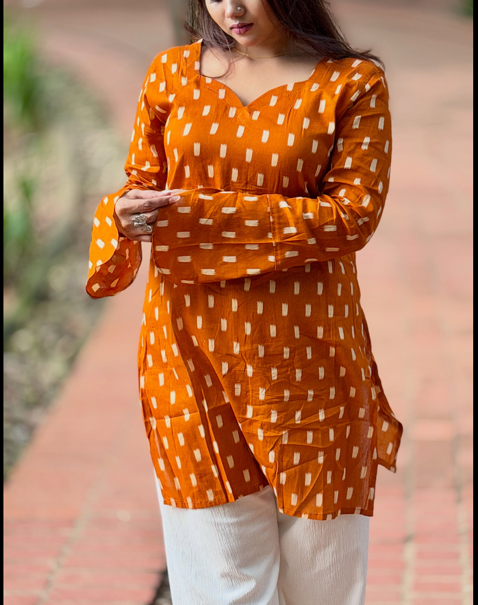 Stunning Mustard Cotton Kurti - 450