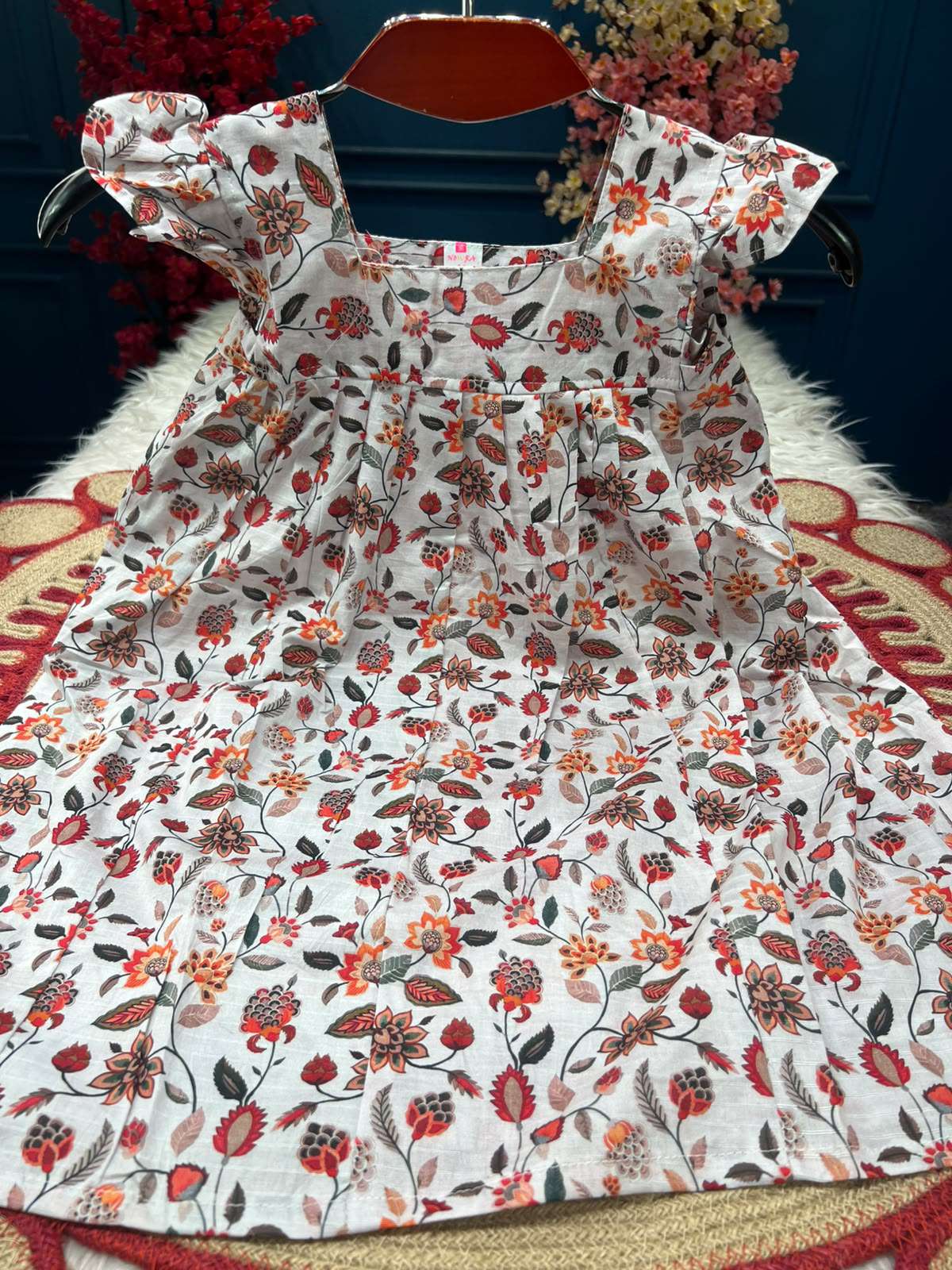 Adorable White Flowery Baby Frock