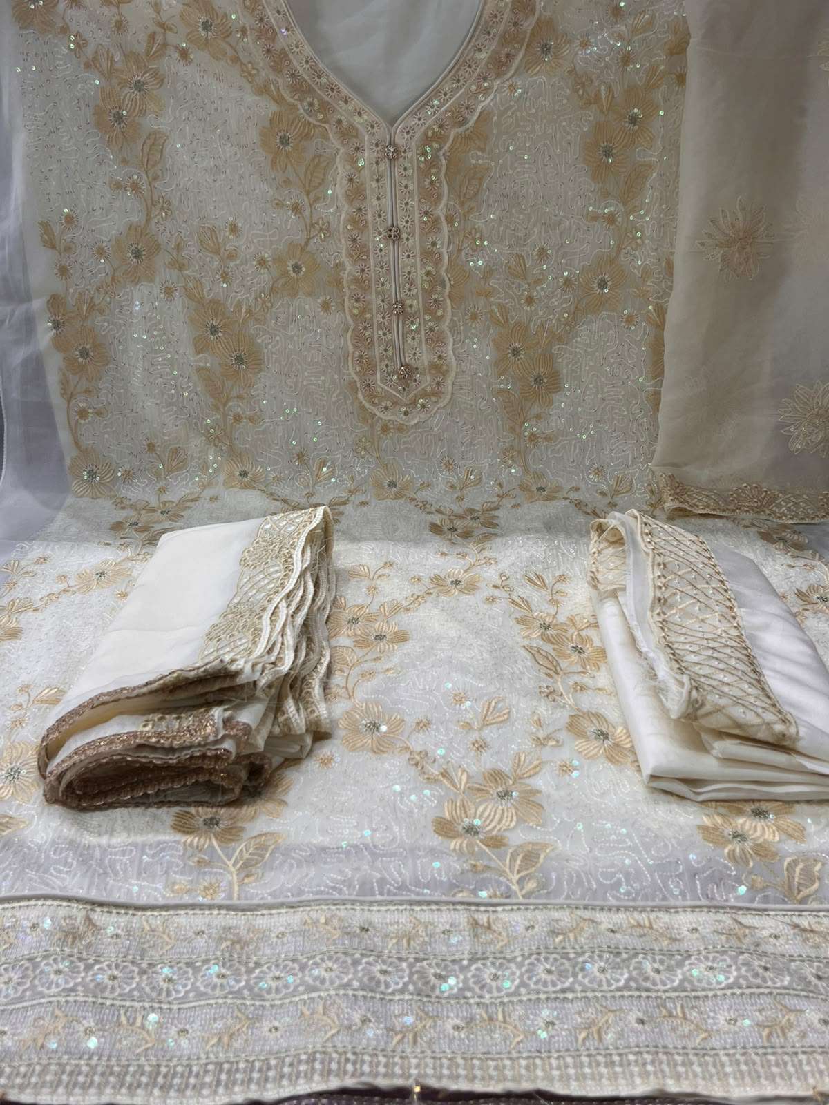 Sadabahar Soft Chinon White Dress - 1800