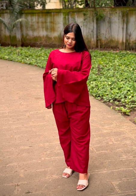 Two Piece Short Pattern Stunning Maroon Kurti - 750