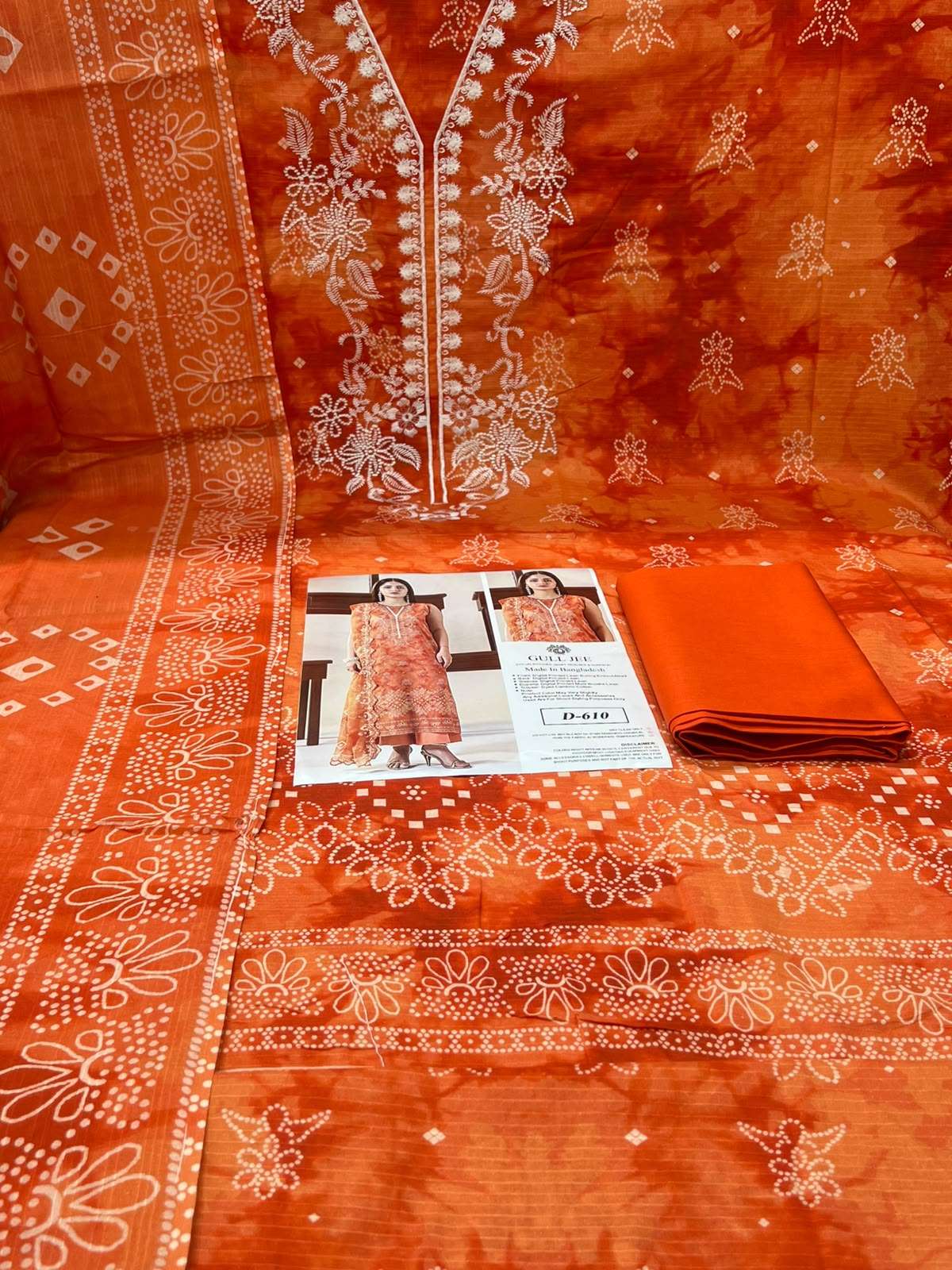 Guljee Blooming Orange Suit - 1300