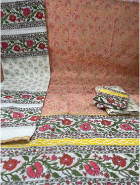 NEW ARRAIVALS Premium Quality Bindu Cotton Unstitched Collection - Peach 1200