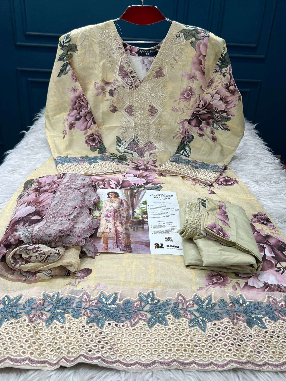 ALZOHAIB SUNSHINE Embroidered Stitched boishak Collection - 1850 cream