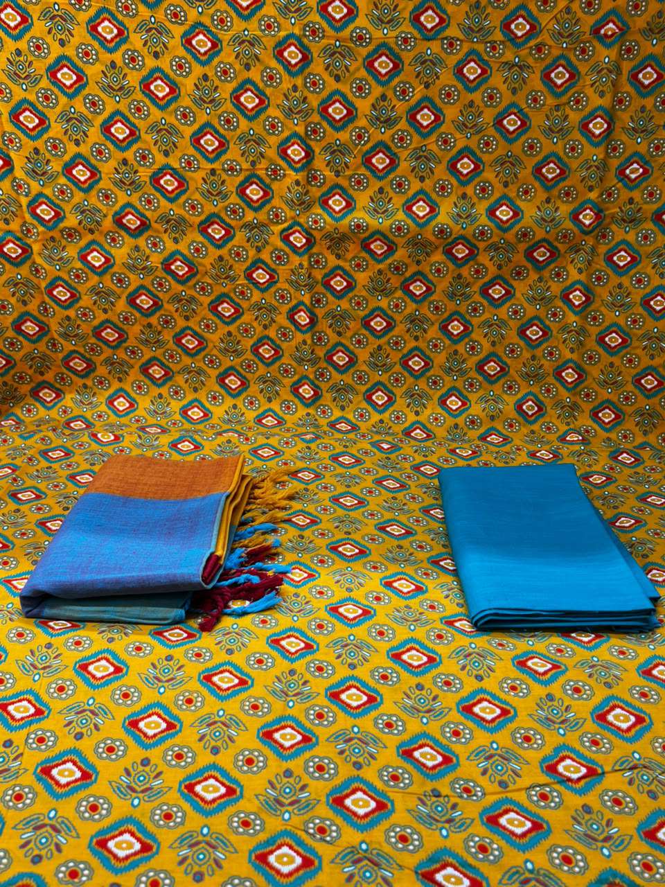 Slub Cotton Textured Mustard Unstitched - 850