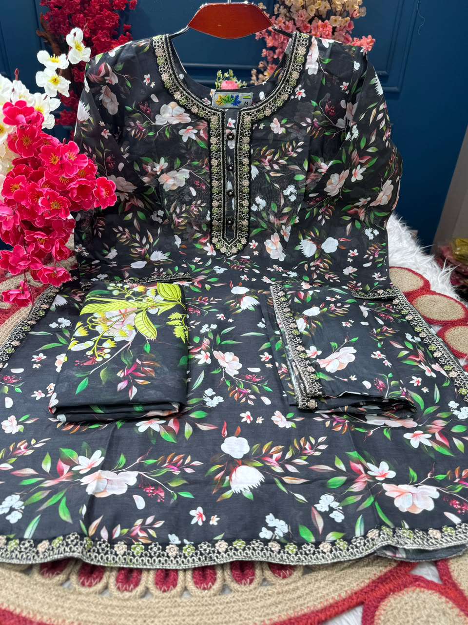 Black Flowery Boutiques Dress - 1100
