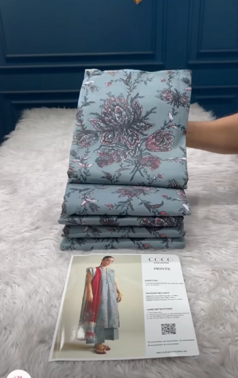 Pakistani COCO Catalogue Printed Unstitched Cotton Collection - 1150 Ash