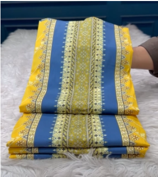 Premium Quality Luxury Lawn Stitched Collection - 1100 Blue & Yellow
