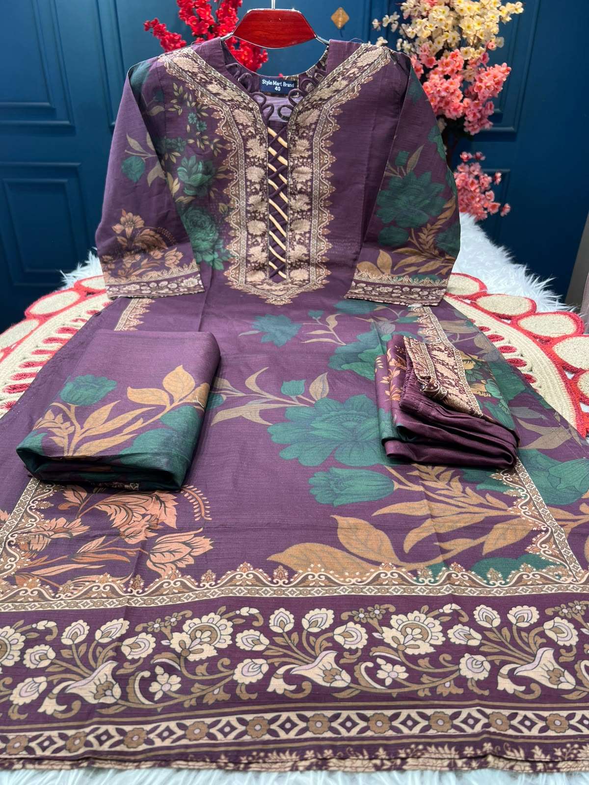 Crimson Purple Lawn Stitched Dress - 1150