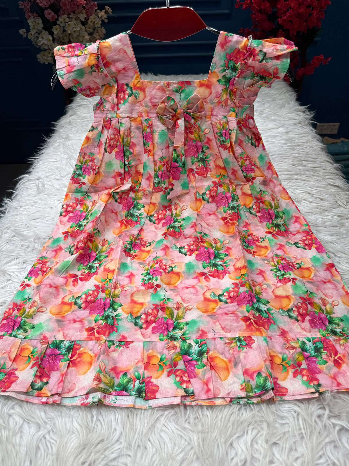Greeny Peach Princess Baby Frock