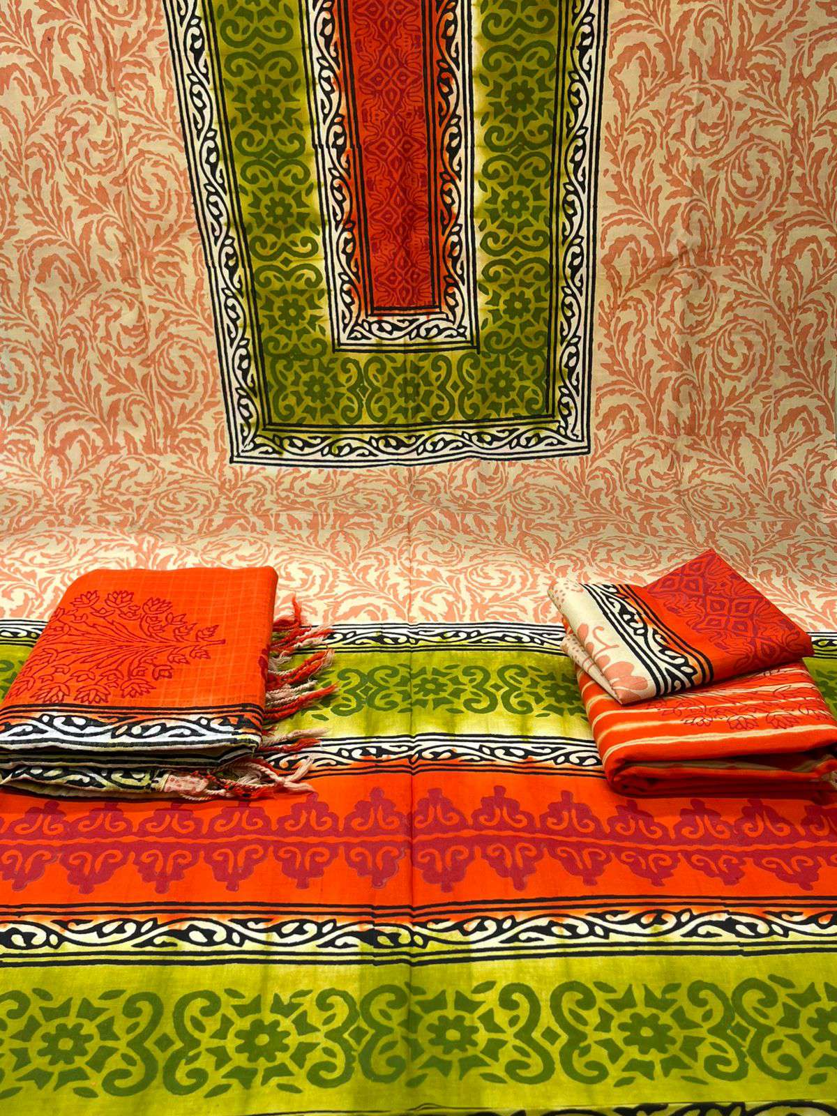 Lemon Orange Block Batik Salwar Kamiz