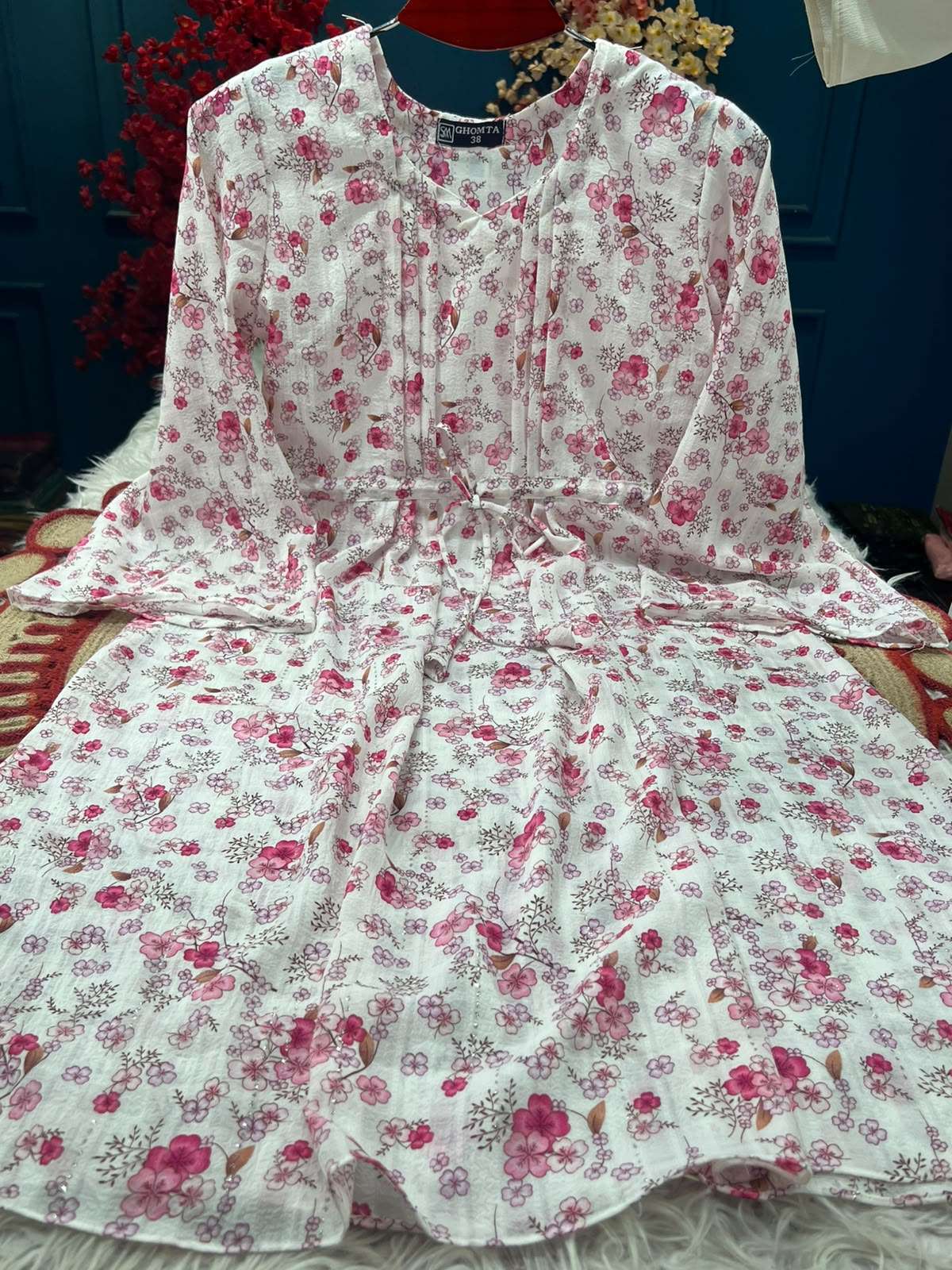 Short One Piece Neck Folded Soft Chinon Kurti - 650
