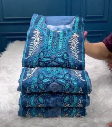 Premium Quality Pakistani Inspired Pure Organza Stitched EID Party Collection - 2600 Torey